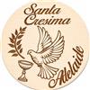 Faltec 10 pz Ciondoli o calamite decorativi Personalizzabili in Legno per Prima Comunione, Battesimo e Cresima, Segnaposto con Incisioni a Colori, Bomboniere (Tondo colomba e calice)
