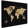 MuchoWow© Quadro Su Tela Grandi Dimensioni Quadri Moderni Soggiorno Stampa | 70x50 cm - Di Foto Decorazione Camera Letto Da Parete Con Cornice Dipinti Mappa - Beige - Nero