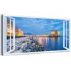 Generico Quadro finestra panorama Napoli Castel dell'Ovo - Stampa su tela con telaio in legno - 160x80 cm