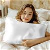 Generic Federa in seta di gelso, per capelli e pelle, straordinaria, liscia e morbida, federa per cuscino queen size, con chiusura a busta, 50 x 76 cm, regalo per donne e uomini (bianco, confezione da 1)