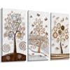 Lupia - Set 3 pezzi Quadri su tela albero della vita Canvas Day Brillant con glitter 38x75 cm TREE WHITE