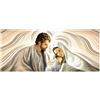 Lupia - Quadro moderno sacra famiglia Canvas Prime NATIVITY BROWN 38x90 cm, Stampa su Tela, Telaio in Fibra di Legno, per soggiorno capezzale camera da letto, ufficio
