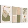 HALFLEMART 3Pcs Stampa su tela Con Cornice Verde Salvia Neutro Pittura Linee Geometriche Minimaliste Quadri su tela Beige Arancione Bohémien Quadri Moderni Soggiorno Camera da Letto Stampe da Parete 50x70cm x3