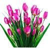 Generic 6 mazzi di tulipani artificiali multicolore, resistenti ai raggi UV per esterni, arbusti e piante in plastica finta per decorazione di casa, portico esterno, finestra, giardino - Viola