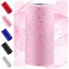 Swpeet - Rotolo di tessuto in tulle glitterato da 15,2 cm x 45,7 m, bobina di nastro in tulle scintillante, bobina in rete di poliestere