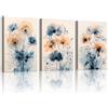 WENGTIAO 3 Pezzi Stampa su Tela Acquerello Blu Floreale Con Cornice | Quadro su Tela Astratte Fiori Blu Arancione Pittura Quadro Moderno Soggiorno Camera da Letto Decorazioni Parete 30x40cmx3
