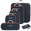 Generic Set di 6 cubi per imballaggio a compressione, per bagagli a mano, organizer da viaggio con borsa per la biancheria per zaini, valigie, bianco, grigio