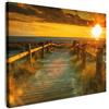 MuchoWow© Quadri Moderni Soggiorno Poster Parete Decorazioni Muro Salotto | 80x60 cm - Quadro Grande Foto Con Cornice Stampe Su TelaSole - Spiaggia - Duna - Orizzonte - Erba - Sentiero - Arancione