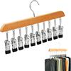 Generic Closet Organizer with 10 Clips - Space Saving Hanging Closet Organizer, Pant Hangers with Clips, Closet Organizers and Storage, for Jeans, Hats, Shorts, Socks (Wood)
