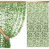 Home Tresor Tenda Antimosche Bamboo Naturale con Foglie Antirumore, Moschiera a Pannello per Porta Finestra Telaio in Legno per Interno Esterno, Verde - 120x220 cm