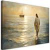 Feeby Quadri Camera Da Letto - Stampa su Tela - Quadro Moderno Soggiorno - Gesù che cammina sulle acque - 60x40 cm - Decorazione Da Parete