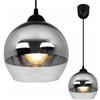 Light Home LH Lampada da soffitto a sospensione Bergen per la casa - Lampadario da soffitto per camera da letto soggiorno e cucina in stile loft - per 1 punto luce E27 - Paralume in vetro Sfera argentata - Base