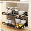 OUTBROS Cassetti estraibili per cucina, (39-60) x32x10.6 cm, Nero | Scaffale Estraibile per Armadio da Cucina, Cassetto Estraibile in Metallo con Guide Scorrevoli, Organizer per Mobili Cucina