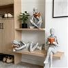 Generic Set di statuette astratte da collezione, scultura creativa a forma di uomo che legge la casa, decorazione per camera da letto, scrivania e ufficio (bianco, confezione da 3)