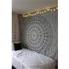 Craft Trade Mandala Bianco e Nero Arazzo Telo da Parete Indiano Arazzi Appeso al Muro Boho Tapestry per Della Casa Soggiorno e Camera da Letto- 127 x 152 cm