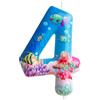 Cxryrzhe Sea World - Candele di compleanno con numero 4, a tema Mare Blu, per 4° compleanno, per ragazze e ragazzi, decorazione per torta di compleanno, laurea, anniversario