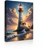 Galmcook Quadro Su Tela Con Cornice Faro Sulla Spiaggia Al Tramonto 30 X 40 Cm Stampa Artistica Su Tela Per Soggiorno O Camera Da Letto Quadro Moderno Con Ganci E Nastro