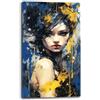 Printerland Quadro Moderno Soggiorno Verticale Donna Volto blu giallo Quadri moderni di tela canvas da Parete XXL grande Stampa su tela Camera da letto Decorazione Murale muro Arredo Cucina (40x70 cm, 5)