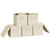 WOLTU Scatole Contenitori Pieghevoli Set di 3, Cubi in Tessuto con Coperchio, Manico e Struttura in Metallo, Organizer per Scaffale e Armadio, Crema, 30x30x29cm