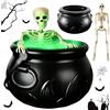 HBSFBH Calderone Delle Streghe Nera, Calderone Decorazioni Halloween Da Interno con Luci LED e Fumo, Calderone Magico per Halloween, Vaso da strega nero per Halloween, Pentola per calderone in plastica