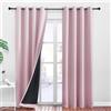 PONY DANCE Tende Oscuranti al 100% con Anelli per Cameretta Bambini Tende Termiche Isolanti per Interni Curtains Soggiorno 2 Pezzi 140x240 CM, Rosa Chiaro