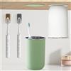 Occupaternm Bicchiere portaspazzolino in acciaio inox 350 ml (304 acciaio inox) (1 bianco + 1 verde)+porta spazzolini da denti montaggio a parete (1 grigio + 1 arancione), bicchiere magnetico con design moderno