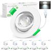 ALUSSO LIGHTING Faretti LED da Incasso per Cartongesso, 5W Faretti da Soffitto Bianco Freddo 6000K, Faretto led Orientabili a 45°, Diametro Foro Ø75-78mm, AC 220-240V, Set di 6