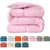 Fnyopki Piumino in Piuma d'oca per Tutte le Stagioni, Piumino Letto Matrimoniale, Piumone Invernale Leggero e Calda, Trapunta in Piuma d'oca (Pink 180x220cm 2kg)