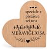 VELORAH Regalo Mamma in Legno di Faggio, Cuore Decorativo Autoportante con Dedica, Idea Regalo Festa della Mamma, Compleanno, Natale e Anniversario, Made in Italy