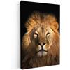 MuchoWow© Quadri su Tela Foto Quadro Moderno Soggiorno Canvas Decorazioni | 40x60 cm - Camera da Letto Leone - Animali - Nero - Chiaro - Marrone - Ritratto