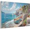 MuchoWow© Elemento Feltro Interni Moderni Soggiorno Pannello Creativo | 90x60 cm - Camera Arredo Cornice Barche - Scogli - Mare - Sole