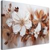 Feeby Quadro su Tela Non Tessuta - Stampa Su Tela - Marrone Bianco Fiori Natura - 60x40 cm - Decorazione Murale - Moderno Soggiorno - quadri moderni soggiorno - poster