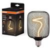 OSRAM DECOR LED quadrato con filamento a spirale in vetro senza piombo nero trasparente nell'accogliente bianco caldo 1800K, dimmerabile, con attacco a vite E27, diametro 100 mm.