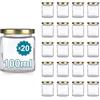Espirito Rebelde 20 vasetti di vetro quadrati per spezie, 100 ml, con coperchio, barattoli portaoggetti da cucina, spezie, marmellata, yogurt