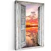 MuchoWow© Stampa su Tela Canvas Quadri per il Soggiorno Quadro Camera da | 80x120 cm - Letto Decorazioni Parete Paesaggio - Tramonto - Acqua - Vista dalla finestra