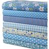 aufodara 7 pezzi 50x50 cm Quadrati Tessuto Cotone Stoffa Patchwork Modelli Diversi Tessuti per Cucito, Quilting, Artigianato, Fai da te, Hobby Creativi, Materiali pacchetto (Blu)
