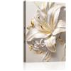 WENGTIAO Stampa su Tela Fiori Gigli Bianchi e Oro Con Cornice 40x60 cm | Quadro su Tela con Floreale Beige Minimalista Astratto Quadri Moderni Soggiorno Casa Camera da Letto Decorazioni Parete