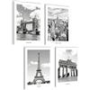 Mojoliving Immagini di New York, Berlino, Londra e Parigi - Poster in Bianco e Nero con Taxi e Panorama