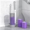 Generic Kit di pulizia per scopino WC con 18 ricariche al profumo di lavanda, manico lungo grigio, scopino per WC con contenitore portaoggetti, kit multifunzionale per la pulizia del WC per il bagno