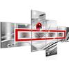 Runa Art Astratto Quadri Moderni - Made In Germany - Murali Grigio Rosso Argento 4 Pezzi 108245a