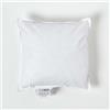 Homescapes, cuscino alla francese bianco in cotone naturale 100% con imbottitura in piume d'oca, antiacari, cuciture a punto doppio, anallergico, lavabile in lavatrice, White, 12 x 12 (30 x 30 cm)