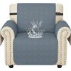 Ystyle Copripoltrona 1 Posto Con Braccioli Universale, Blu Grigio | Copri Divano Antigraffio Gatto Con Tasche Laterali, Sofa Cover Antiscivolo Lavabile per Animali, Copridivani Mobili Protector