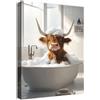 HALFLEMART Mucca Highland Quadri Moderni Quadro Moderno Mucca da Bagno Animali Umoristici Stampa su Tela Con Cornice Pittura Quadri su tela Quadretti da Parete Soggiorno Bagno Toilette Corridoio 30x40cm