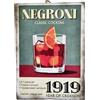 KUSTOM ART Quadro da Parete Sagomato Serie Pubblicità Vintage Cocktail Classic Negroni 1919 Ricetta Stampa su Legno 25x18cm