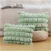 Madizz 2 Pezzi A quadretti Federe in pelliccia sintetica peluche Copricuscini Morbido Decorativo Fodere per Cuscino Lusso Stile Arredi per Casa Divano Letto Verde 30x50 cm
