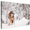 MuchoWow© Quadri Moderni Soggiorno Poster Da Parete Decorazioni Muro | 60x40 cm - Salotto Quadro Grande Foto Con Cornice Stampe Su Tela Camera Da Letto Lupo - Inverno - Neve - Natura - Animali