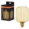 OSRAM quadrata DECOR da 3,5 W e filamento in paglia, bianco caldo accogliente 818, 150 lm/1800 K, vetro senza piombo color oro trasparente, con filettatura E27, dimmerabile, diametro 100 mm.