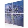 decomonkey Quadri Moderni Soggiorno Set Gustav Klimt, 4 pezzi, 40x40 cm | Tela strutturata su telaio in legno, decorazione per camera da letto e ufficio, albero, astrazione, mosaico, blu, viola