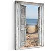 MuchoWow© Quadri su Tela Foto Quadro Moderno Soggiorno Canvas Decorazioni | 80x120 cm - Camera da Letto Duna - Spiaggia - Vista dalla finestra - Estate