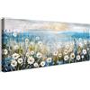 HALFLEMART Stampa su tela Con Cornice Alba Fiori di Mare Pittura Oceano Blu Mare di Fiori Fioritura Estetica Quadri su tela Quadri Moderni Stampa da Parete Soggiorno Camera da Letto Hotel 50x120cm